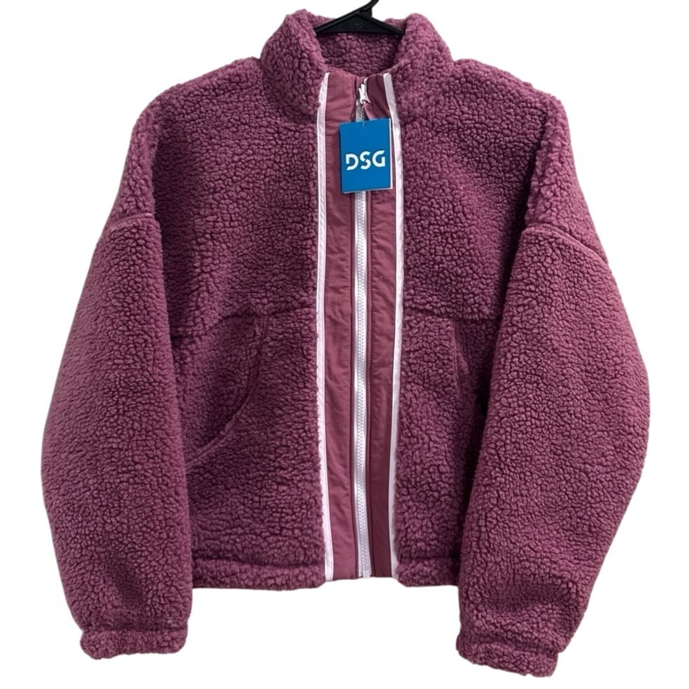 DSG Girls XL (14) Cozy Fleece Full Zip Jacket Rose Coffee, NWT MSRP $55